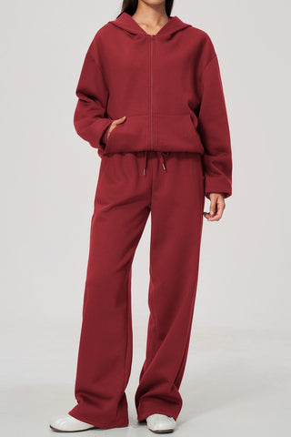 Relaxed Zip-Up Hoodie & Wide-Leg Sweatpants Set