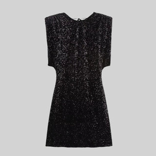 Sparkling Black Sleeveless Sequin Mini Dress