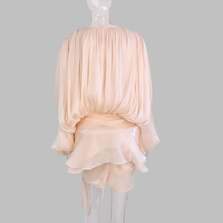 Flowy Sheer Black Blouse Dress with Layered Skirt & Shorts