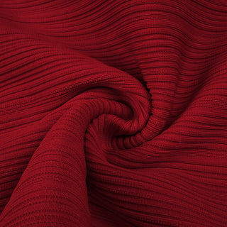 Red Long-Sleeve High-Neck Ribbed Maxi Dress