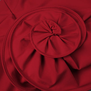Red Strapless Mini Dress with Oversized Rosette Detail