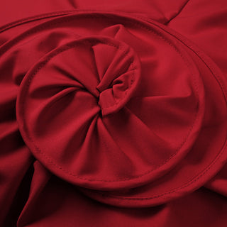 Red Strapless Mini Dress with Oversized Rosette Detail