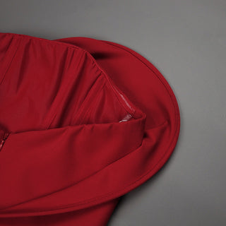 Red Strapless Mini Dress with Oversized Rosette Detail