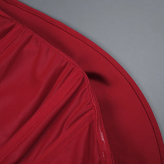 Red Strapless Mini Dress with Oversized Rosette Detail