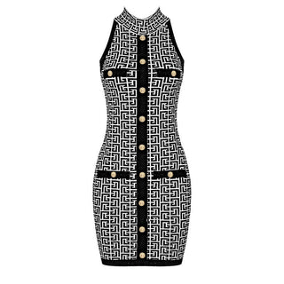 Halter Neck Sleeveless Bandage Mini Dress