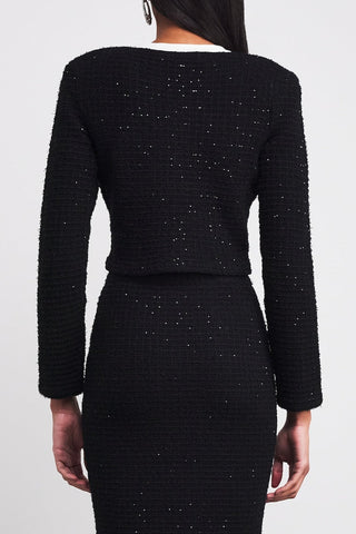 Knitted Sequin Floral Embellished Cardigan and High-Waist Pencil Skirt Set