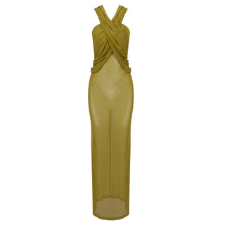 Hooded Cross Border Sleeveless Mesh Long Dress