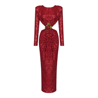 Starlight Sequin Long Sleeve Backless Dress