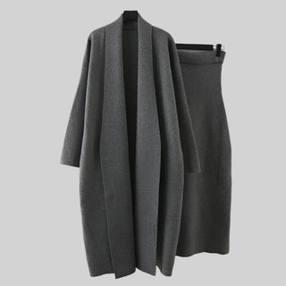 Minimalist Wool Cardigan and Midi Dress Set