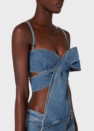 Bow Charm Denim Set