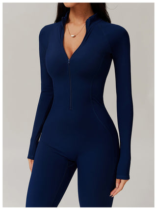 Long Sleeve Yoga Jumpsuit with Cross-Border Waist Design