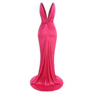 Elegant Plunge Neck Backless Long Dress