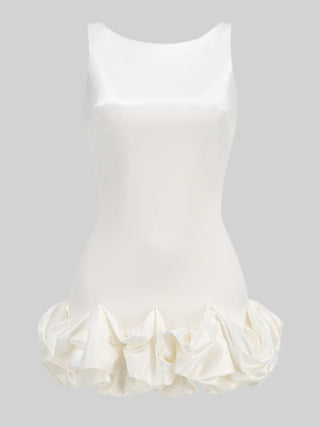Elegant Satin Mini Dress with Ruffle Hem
