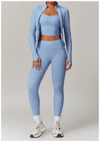 High-Neck Zip-Up Sports Jacket with Thumbholes