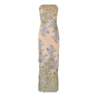 Floral Grace Strapless Long Dress