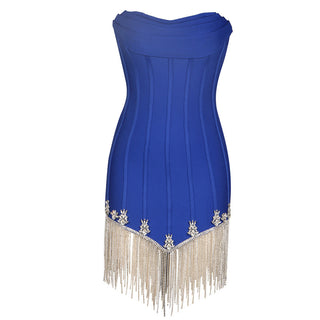 Tassel Tango Strapless Striped Mini Dress