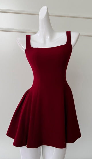 Elegant Burgundy Sleeveless Bow-Back Mini Dress