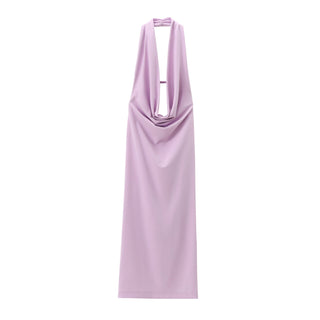 Pleated Halter Backless Long Dress