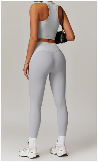 High-Neck Padded Ribbed Sports Crop Top