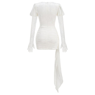 Elegant Lace Mini Dress with Long Sleeve Extension Gloves