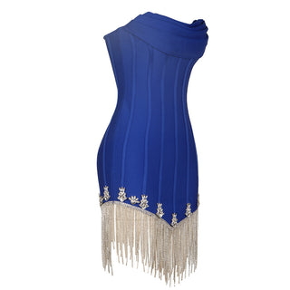 Tassel Tango Strapless Striped Mini Dress