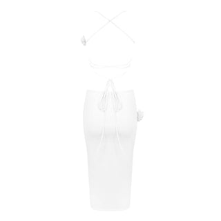 Halter Neck Flower Bandage Backless Long Dress