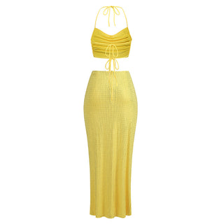 Sparkle Halter Backless Crop Set
