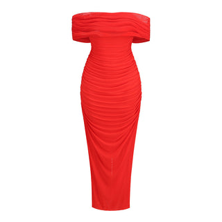 Ruby Off Shoulder Mesh Long Dress