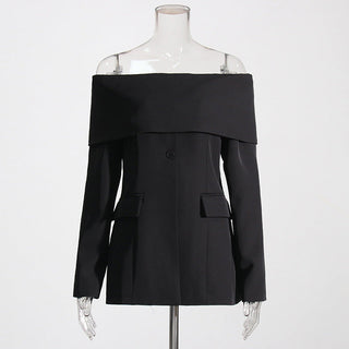 Elegant Off-Shoulder Blazer Jacket