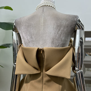 Crepe Strapless Sleeveless Mini Dress with Folded Bust Detail