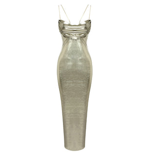Gigi Sleeveless Backless Ruched  Long Dress