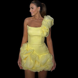 Sunlit Ruffle One Shoulder Mini Dress