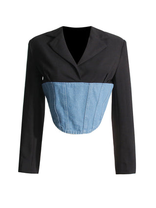 Long Sleeve Denim Suit  Top