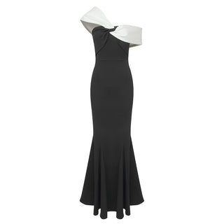 Monochrome Elegance Bandage Long Dress
