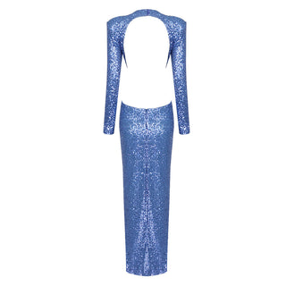 Starlight Sequin Long Sleeve Backless Dress