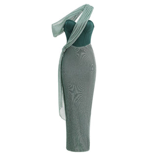 Elegant One Shoulder Corset Long Dress