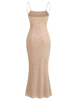 See Through Sparkle Sleeveless Long Dress