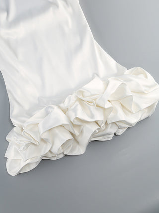Elegant Satin Mini Dress with Ruffle Hem