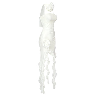Sky Breeze Strapless  Flower Mesh Mini Dress