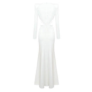 Diamond Side Slit Long Sleeve Long Dress