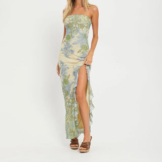 Floral Grace Strapless Long Dress
