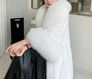 Luxurious Long Fur Coat with Belt