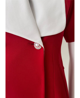 Red Short-Sleeve Bow-Back Mini Dress