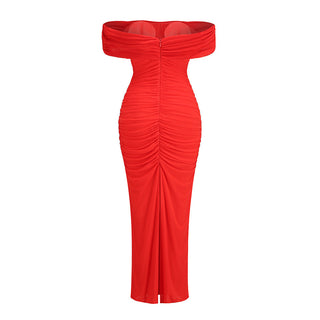 Ruby Off Shoulder Mesh Long Dress