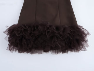 Sleeveless Mini Dress with Tulle Hemline