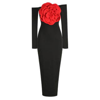 Nova Rose Bandage Flower  Long Dress