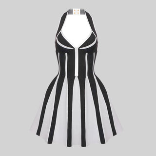Bold Black & White Striped Bandage Dress