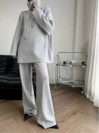 Cozy Knit Set - Oversized Sweater Top & Wide Leg Pants
