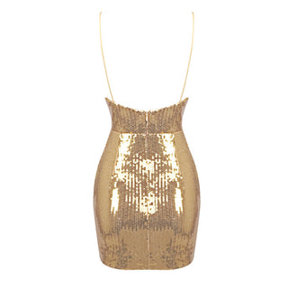 Golden Glimmer Sequin Mini Dress