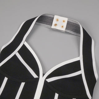 Bold Black & White Striped Bandage Dress